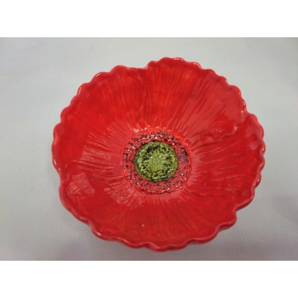 EUC Rare Fleur Rouge by Nanette Vacher Red Peony Bowl 5 1/4"